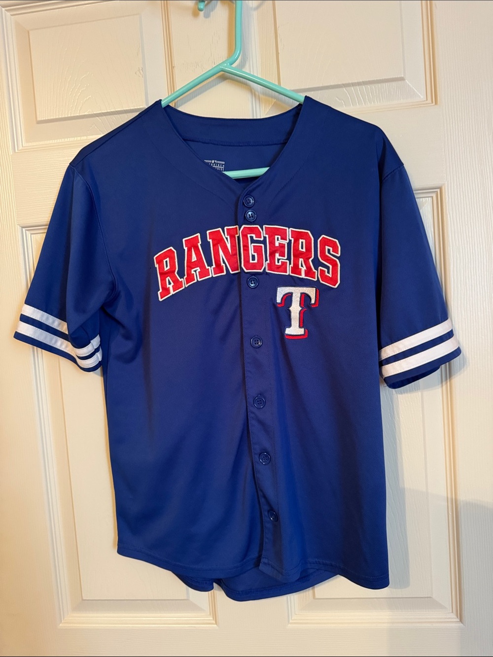 Rangers Blue Kids' Baseball Jersey - Youth Button-Up Size Youth XXL
